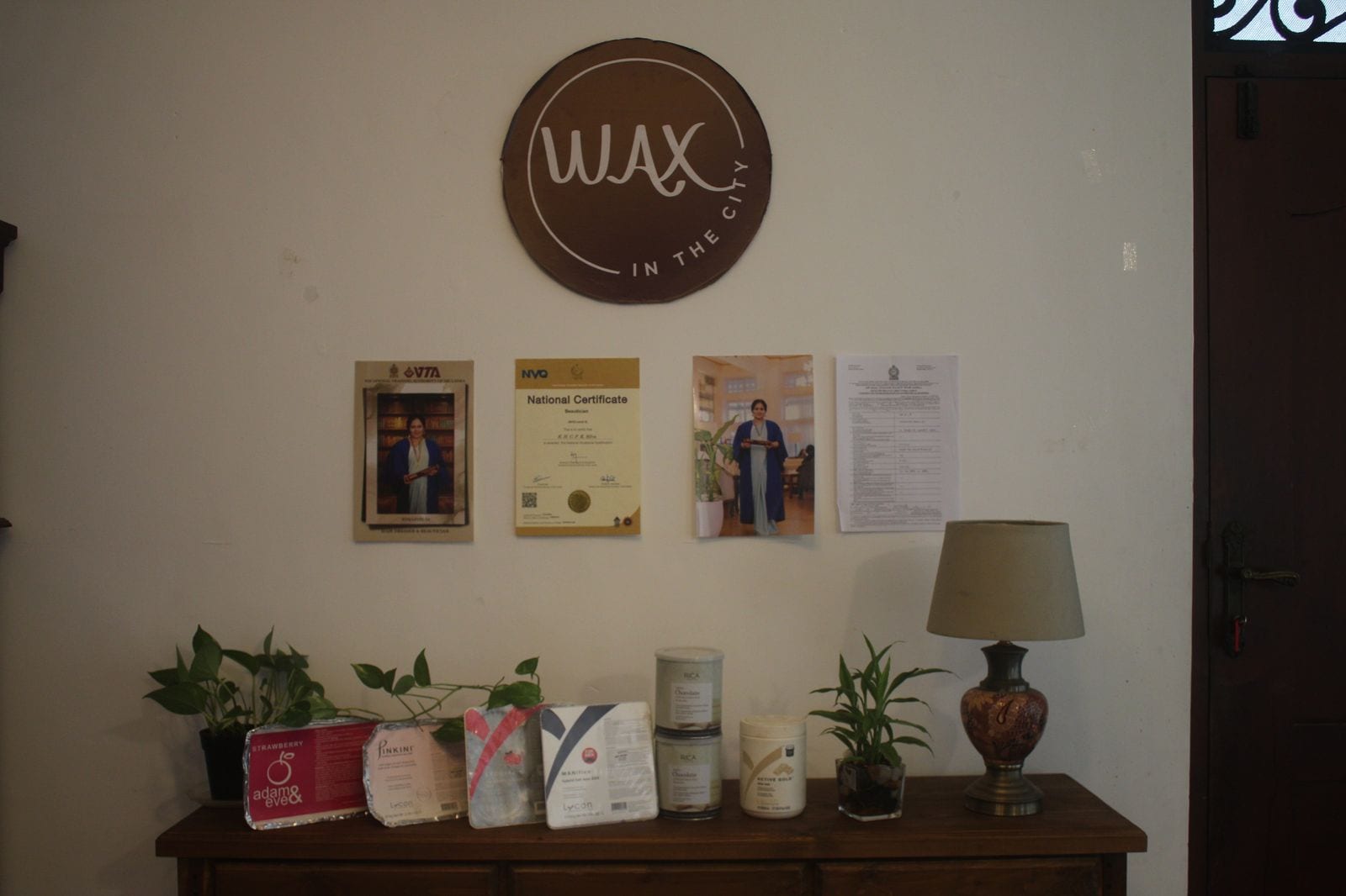 Facials — Facial treatment products and setup at the studio